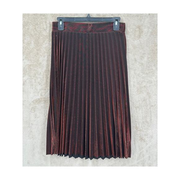 Lauren‎ Conrad Runway Skirt Womens Small Copper Pleated Midi Metallic Holiday - Picture 1 of 7